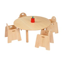 Solid Beech Circ Table & 2 packs of 2–14cm Beech Infant Chairs