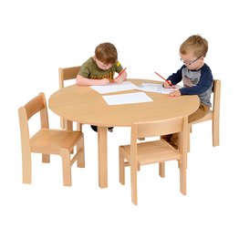 Circ Veneer Table 1000D x 465H + 1 Pack of 26cm Stacking Chairs
