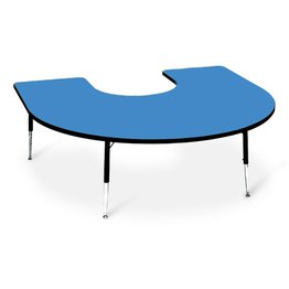 Tuf-Top Height Adjustable Horseshoe Top Table Blue