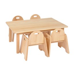 Solid Beech Rec Table & 2 packs of 2–20cm Beech Infant Chairs