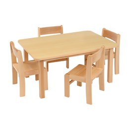 Rect Veneer Table 960 x 400H + 1 Pack of 21cm Stacking Chairs