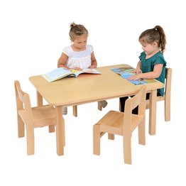 Rect Veneer Table 960 x 465H + 1 Pack of 26cm Stacking Chairs