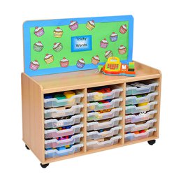 18 Shallow Tray Storage Unit with Cork Panel