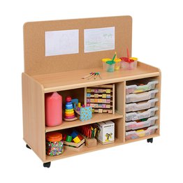 6 Shallow Tray/Shelf Storage Unit with Cork Panel