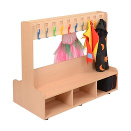 Beech Dressing Up Unit With Fixed Coat Hooks