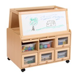 DS Unit With Doors, Dry Wipe Magnetic Easel and Shallow Trays