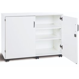 Premium Cupboard Mobile with 2 Shelves & Doors - White