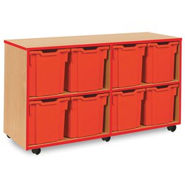 8 Jumbo Mobile Tray Unit with Red Edging - Maple