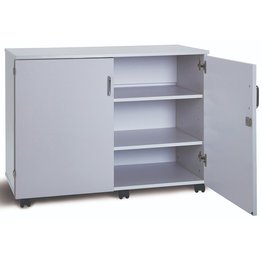 Premium Cupboard Mobile with 2 Shelves & Doors - Grey