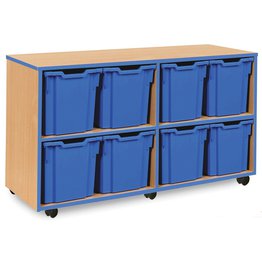 8 Jumbo Mobile Tray Unit with Blue Edging - Maple