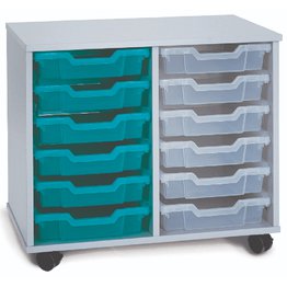 12 Shallow Mobile Tray Unit-Grey