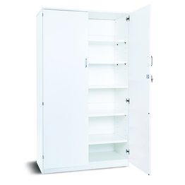Premium Cupboard Static with 5 Shelves & Doors - White