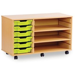 6 Shallow Tray Unit with 2 Shelves - Beech