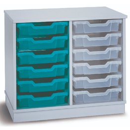 12 Shallow Static Tray Unit - Grey