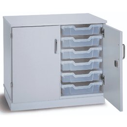 12 Shallow Static Tray Unit with Doors - Grey