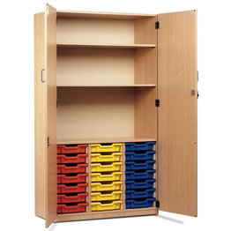 21 Shallow Tray Cupboard with Lockable Doors - Beech