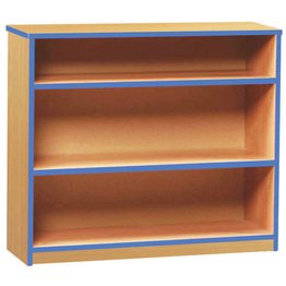 Open Bookcase with 2 Shelves & Blue Edging - Beech
