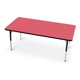 Tuf-Top Height Adjustable Rectangular Table Red