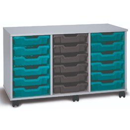 18 Shallow Mobile Tray Unit - Grey