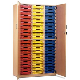 60 Shallow Tray Cupboard with Full Locking Doors - Beech