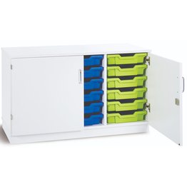 18 Shallow Static Tray Unit with Doors - White