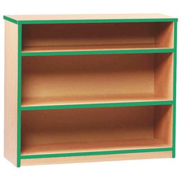 Open Bookcase with 2 Shelves & Green Edging - Beech