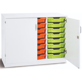 24 Shallow Static Tray Unit with Doors - White