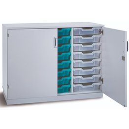 24 Shallow Static Tray Unit with Doors - Grey
