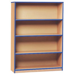 Open Bookcase with 3 Shelves & Blue Edging - Maple