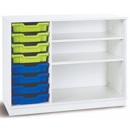 8 Shallow Static Tray Unit with 2 Shelves - White