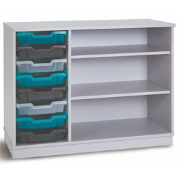 8 Shallow Static Tray Unit with 2 Shelves - Grey