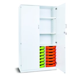 21 Shallow Tray Cupboard with 2 Shelves - White
