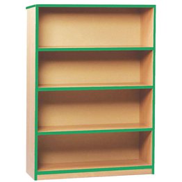 Open Bookcase with 3 Shelves & Green Edging - Maple
