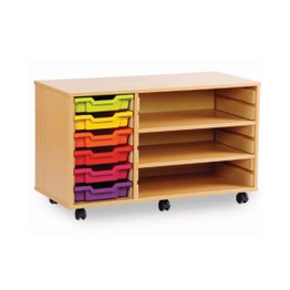 6 Shallow Tray Unit with 2 Shelves - Maple