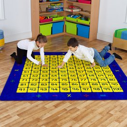 100 Square Counting Grid Carpet