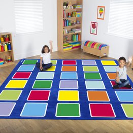 Rainbow Squares Large Placement Carpet