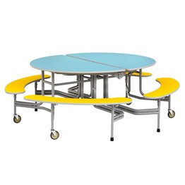 8-12 Seat Graduate Oval Mobile Foldable Bench Dining Table